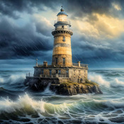 Lighthouse On The Rocks Cross Stitch Pattern