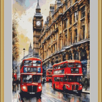 London Buses Cross Stitch Pattern