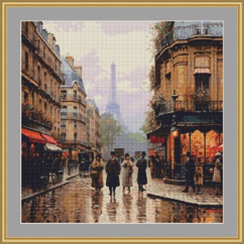 Parisian Street Cross Stitch Pattern