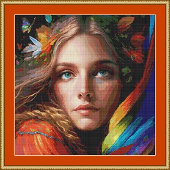 Rainbow Woman Cross Stitch Pattern