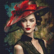 Red Ribbon Hat Cross Stitch Pattern