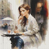 Sitting At A Cafe Cross Stitch