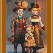 Steampunk Family Cross Stitch Pattern