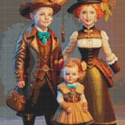 Steampunk Family Cross Stitch Pattern