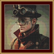 Steampunk Man Cross Stitch Pattern