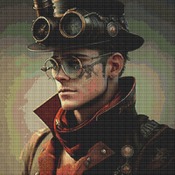 Steampunk Man Cross Stitch Pattern