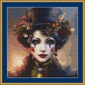 Steampunk Woman Clown Cross Stitch Pattern