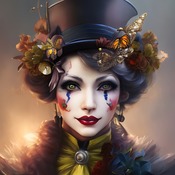 Steampunk Woman Clown Cross Stitch Pattern