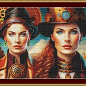 Steampunk Women Cross Stitch Pattern