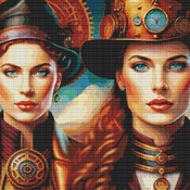 Steampunk Women Cross Stitch Pattern