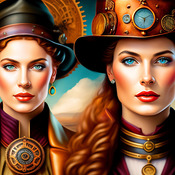 Steampunk Women Cross Stitch Pattern