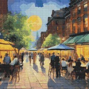 Street Cafe Cross Stitch Pattern