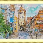 Town Clock Cross Stitch Pattern