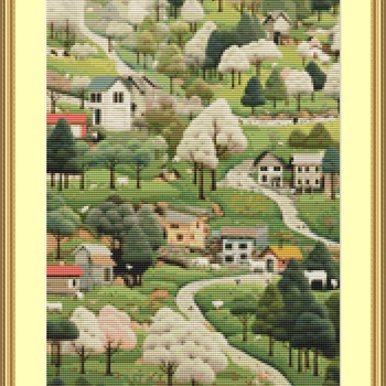 Village Cross Stitch Pattern