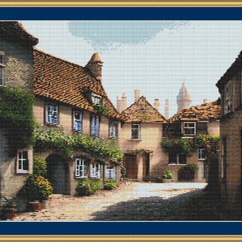 Village Street Cross Stitch Pattern