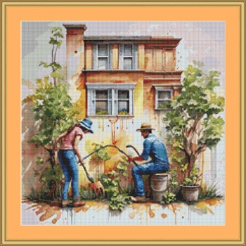 Working In The Garden Cross Stitch Pattern