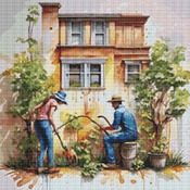 Working In The Garden Cross Stitch Pattern