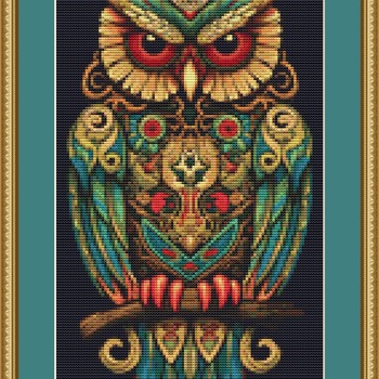 Elaborate Owl Cross Stitch Pattern