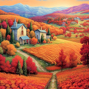 Autumn Vineyard Cross Stitch Pattern