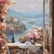 Balcony In Bloom Cross Stitch Pattern