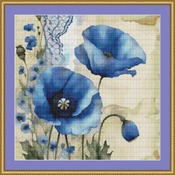 Blue Poppies Cross Stitch Pattern