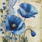 Blue Poppies Cross Stitch Pattern