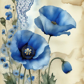 Blue Poppies Cross Stitch Pattern