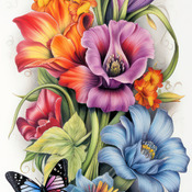 Butterflies And Flowers II Cross Stitch Pattern