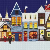 Cat At The Christmas Village Cross Stitch Pattern