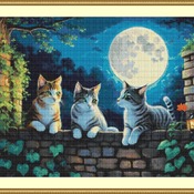 Cats In The Moonlight Cross Stitch Pattern