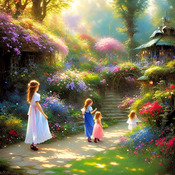 Children In The Garden Cross Stitch Pattern