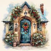 Christmas Cottage Cross Stitch Pattern