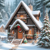 Christmas Cottage II Cross Stitch Pattern