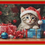 Christmas Kitten Cross Stitch Pattern