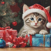 Christmas Kitten Cross Stitch Pattern