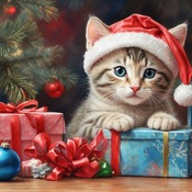 Christmas Kitten Cross Stitch Pattern