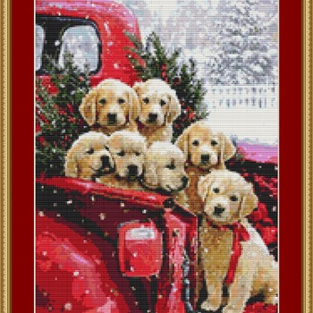 Christmas Puppies Cross Stitch Pattern