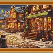 Cobbled Christmas Street Cross Stitch Pattern