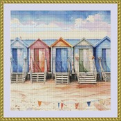 Colourful Beach Huts Cross Stitch Pattern