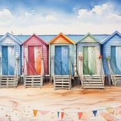 Colourful Beach Huts Cross Stitch Pattern