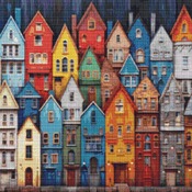 Colourful Houses Cross Stitch Pattern