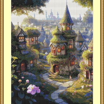 Fairytale Village Cross Stitch Pattern