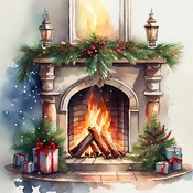 Festive Fireplace Cross Stitch Pattern