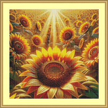 Field Of Sunflowers Cross Stitch Pattern