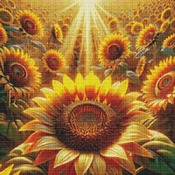 Field Of Sunflowers Cross Stitch Pattern