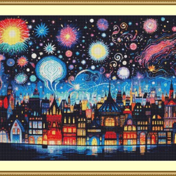 Fireworks Celebration Cross Stitch Pattern