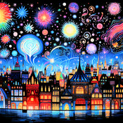 Fireworks Celebration Cross Stitch Pattern