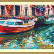 Flower Boats Cross Stitch Pattern