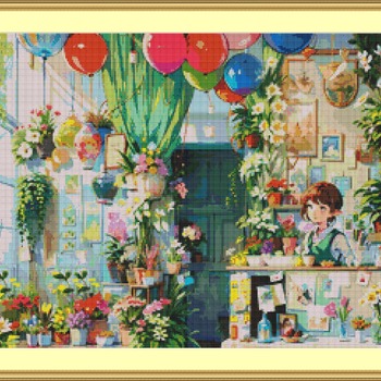 Flower Shop Cross Stitch Pattern