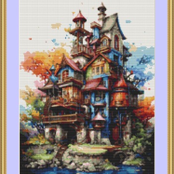 Funky House Cross Stitch Pattern